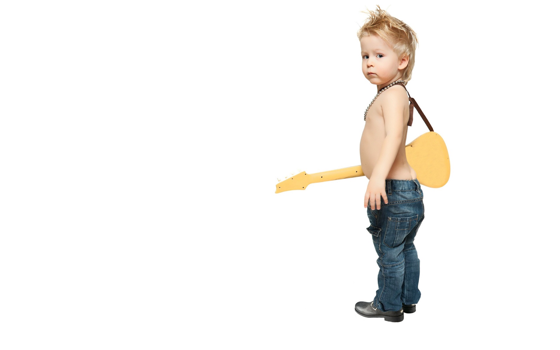 stylish baby with guitar